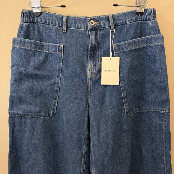 Everlane the gardener denim pull-on jeans plus size 33 barrel leg dark wash - Picture 6 of 11